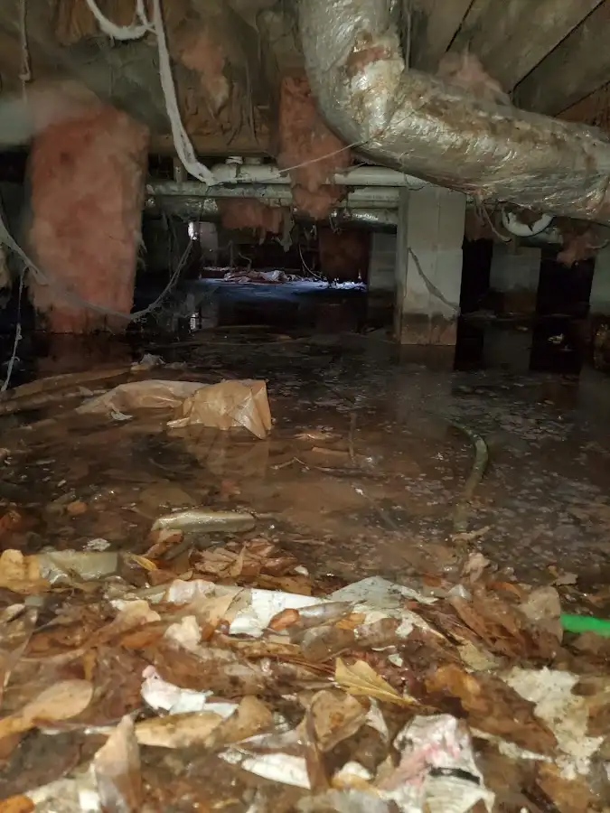 Crawl space flood assessment for Commercial Water Damage Restoration in Dinuba